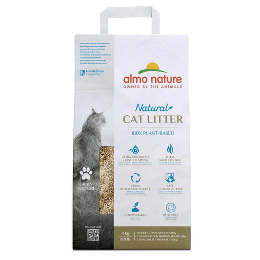 Litière Almo Nature Natural Grain Texture pour chat 2 x 4KG : 25 % de remise sur le 2ème paquet !