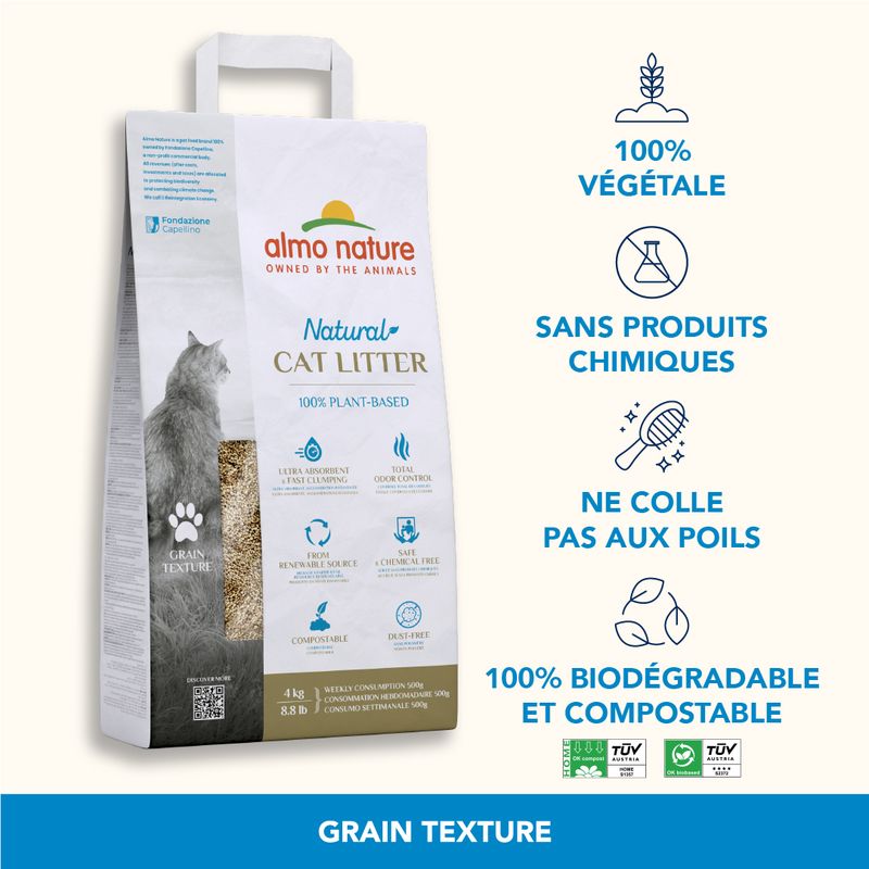 Litière Almo Nature Natural Grain Texture pour chat